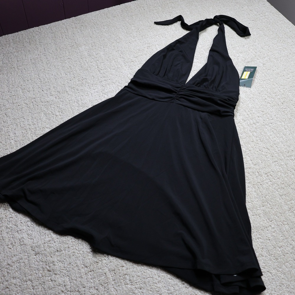 Wild Fable Black Halter Neck Mini Dress Ruched Waist A-Line Size M 331 09 4517